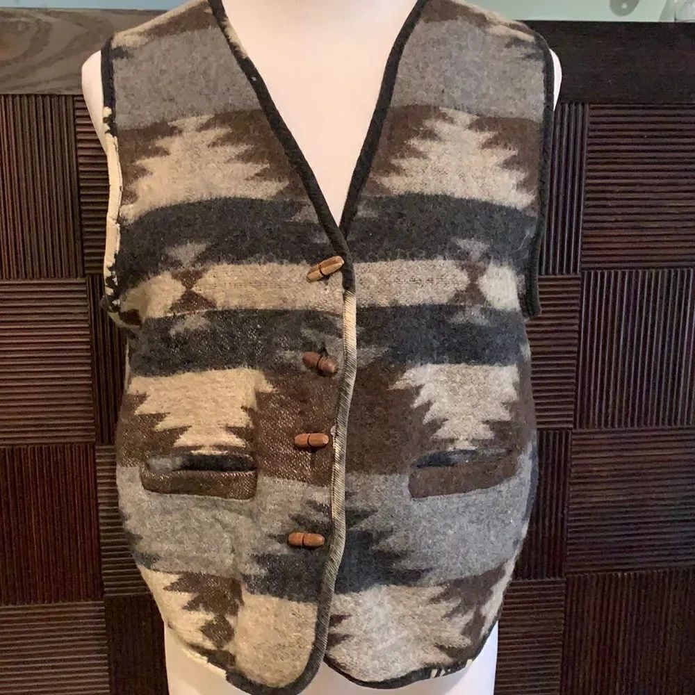 Vintage At Last & Co wool blend Santa Fe vest